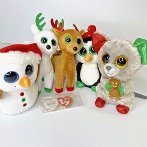 5 Christmas TY Beanie Boos 6” Mac Tinsel Peppermint Freeze Scoop Tag Toy Gift‎
